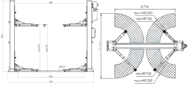 Discover the dimensions and spacing for the Atlas ATP9 2 Post Lift and see how this would suit your garage services.