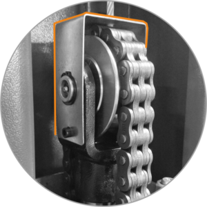 Protection for the chain and the user, the RB4000 2 Post Lift is fitted with a chain protector on every lift.