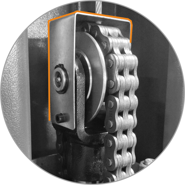 Protection for the chain and the user, the RB4000 2 Post Lift is fitted with a chain protector on every lift.