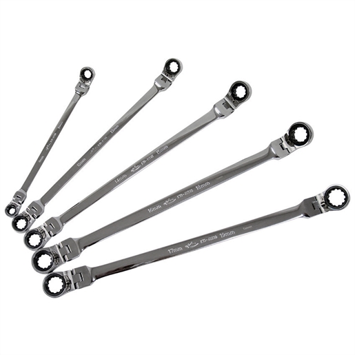 5pc Ratcheting Spanner Set Box/Flex Metric