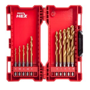 Milwaukee 48894759 - HSS-G 10Pc Titanium Red Hex Drill Bits