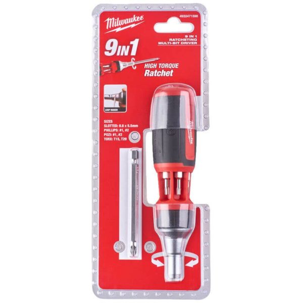 Milwaukee 9in1 Ratcheting Multibit Hand Screwdriver Universal