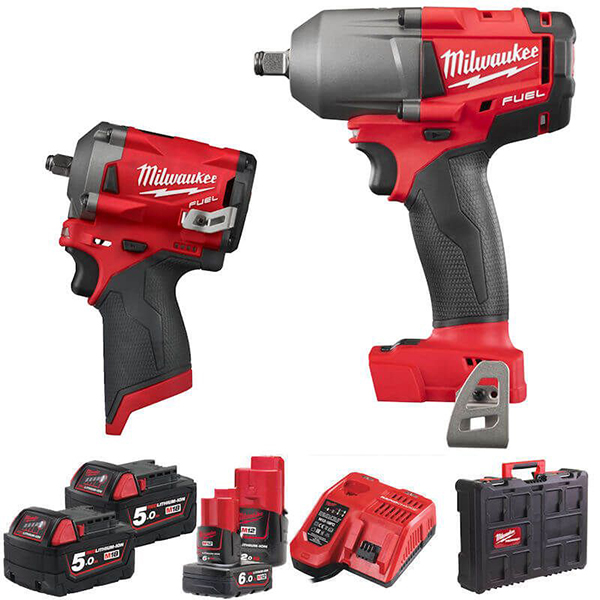 Milwaukee MWM18FPP2AE-564P Impact Wrench Twin Pack at Tyre Bay Direct