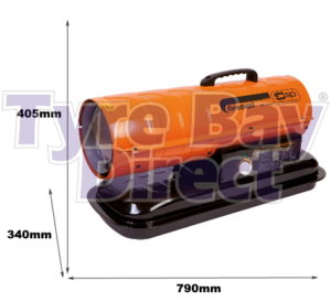 SIP09562 Sip Fireball Space Heater dimensions at Tyre Bay Direct