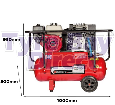 Airmate ISHP5.5/50 Industrial Air Compressor - Honda Petrol dimensions