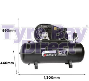 SIP Airmate TN3/150-SRB Belt Drive Oil Lubricated Air Compressor dimensions