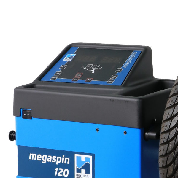 The easy to use screen on the megaspin 120 Wheel Balancer from Hofmann Megaplan.